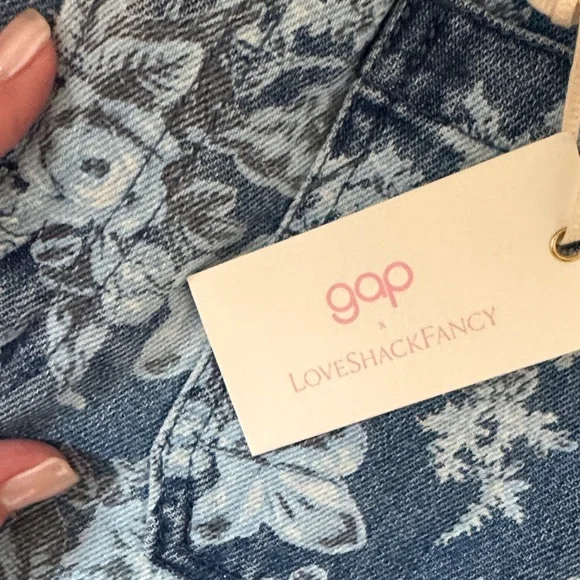 LoveShackFancy Blue Floral Flare Jeans - Picture 3 of 4